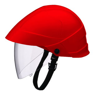 Veiligheidshelm met vast gelaatscherm rood